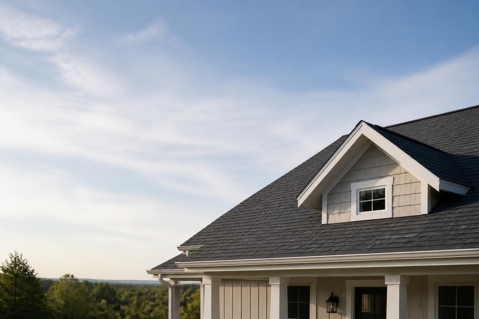 Finished roof with calm natural light and open space for text.